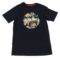 Tmavomodré tričko s logom Jack & Jones