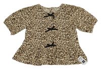 Nové - Béžovo-hnědá leopardí halenka s mašlemi Dunnes