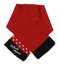 Červeno-čierna pletená šál s nápisem - Minnie