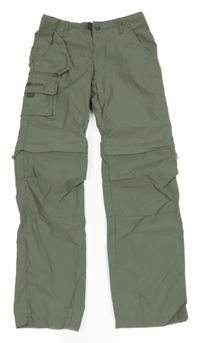 Khaki šušťákové outdoorové nohavice s odepínacími nohavicami Trollkids