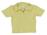 Žlté rebrované crop polo tričko Zara