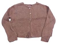Staroružový rebrovaný trblietavý vlnený prepínaci sveter Zara