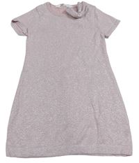 Svetloružové trblietavé svetrové šaty s mašlou H&M