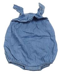 Modrý lehký riflový kraťasový overal s madeirou Primark