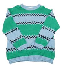 Modro-zeleno-černý svetr s pruhy H&M