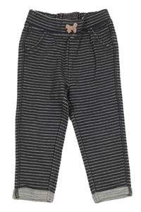 Antracitovo-stříbrné pruhované žebrované tepláky C&A