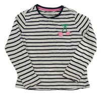 Bílo-tmavomodré pruhované triko s třešněmi M&S