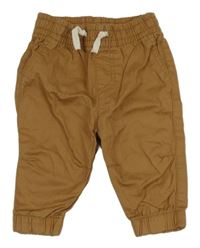 Hnedé plátenné cuff nohavice H&M