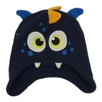 Tmavomodrá fleecová čepice - príšerka