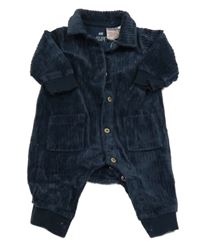 Tmavomodrý rebrovaný zamatový overal H&M