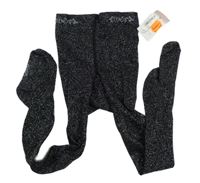 Nové - Černo-stříbrné třpytivé punčocháče 