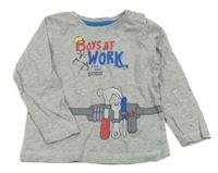 Šedé triko s nápisy a nářadím Blue Seven