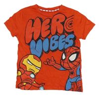 Červené tričko se Spidermanem a Ironmanem George