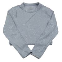 Svetlomodré rebrované trblietavé crop tričko M&S