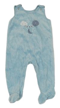 Světlemodré sametové dupačky s potlačou