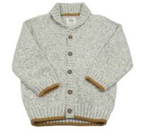 Šedo-béžovo-bílý melírovaný propínací svetr C&A