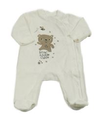 Biely zamatový overal s medvedíkom Early Days