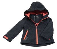 Tmavošedo-růžová melírovaná softshellová bunda s kapucí C&A