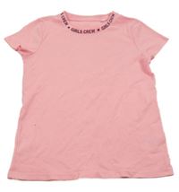 Neónově ružové rebrované tričko s nápismi C&A