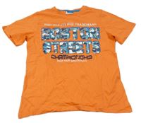 Oranžové tričko s nápismi Yigga