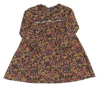 Tmavomodro-žluto-růžové květované šaty Next