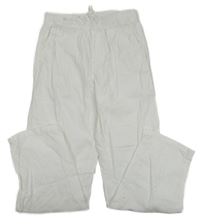 Bílé lněné kalhoty H&M