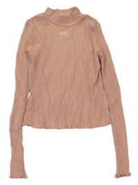 Ružové rebrované crop tričko s nápisom H&M