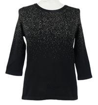 Dámsky čierno-zlatý trblietavý sveter zn. David Emanuel