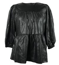 Dámská černá koženková peplum tunika 