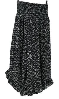 Dámské černé kytičkované culottes lehké kalhoty Shein 