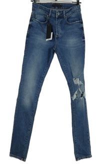 Pánské modré skinny rifle s dírami Mennace vel. 28R