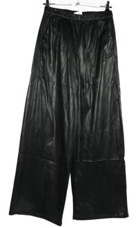 Dámské černé koženkové palazzo kalhoty M&S