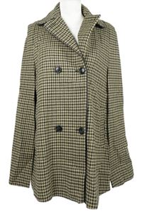 Dámské hnědo-béžové vzorované vlněné kabátové pončo s průstřihy na ruce Topshop 