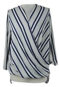 Dámská šedo-tmavomodrá pruhovaná překřížená halenka Atmosphere 