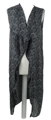 Dámský černo-bílý vzorovaný šifonový cardigán 