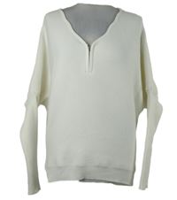 Dámský smetanový žebrovaný volný svetr 