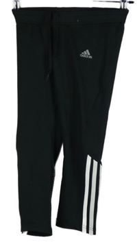 Dámské černé sportovní capri legíny s pruhy Adidas 