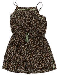 Hnedý kraťasový overal s leopardím vzorom Candy couture