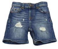 Modré rifľové kraťasy s vyšúchaním River Island
