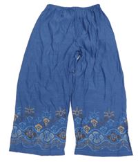 Modré culottes nohavice so vzorom