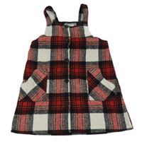 Červeno-čierno-biele kockované vlnené šaty Primark