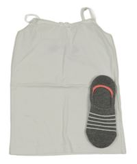 2set- bílý košilka+ šedé ponožky s proužky