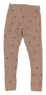 Světlerůžové žebrované legíny s kytičkami George