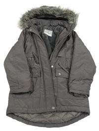 Sivá šušťáková zimná bunda s kapucňou George