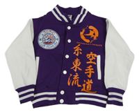 Fialovo-biela baseballová mikina s potlačou AWDis