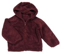 Mahagónovoá chlpatá prepínaci mikina s kapucňou Dunnes