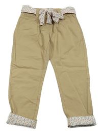 Béžové plátěné chino kalhoty s páskem 