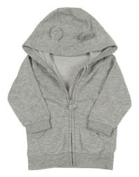 Šedá melírovaná propínací mikina s kapucí George