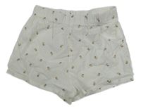 Biele rebrované kraťasy s kvetinami H&M