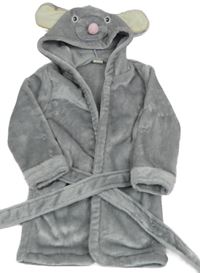 Šedý chlupatý župan s kapucí - myš